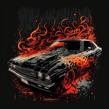 Cool Hell Car, T-shirt Print Design