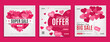 Valentine's day sale promotion social media banner post template. Business marketing flyer with heart or love balloon. Valentine day celebration web poster background decoration with ornament.