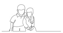 Continuous Line Drawing Of Two Boys Hugging Each Other - PNG Image With Transparent Background