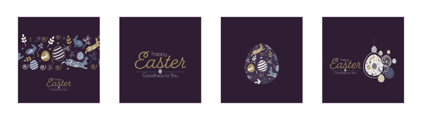 Canvas Print - Happy Easter card set. Modern minimal design. Flat vector illustration.