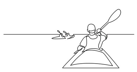 Poster - continuous line drawing of kayaking competition on water - PNG image with transparent background