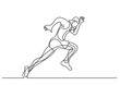 single line drawing athlete running - PNG image with transparent background