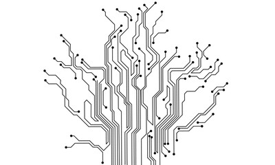 Poster - Black line circuit computer technology futuristic on white background design creative vector