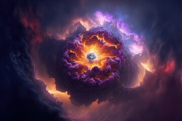 Poster - Creation of the universe colorful purple sky cloud universe. purple universe. cloud. Generative AI