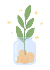 Poster - profitable investment semi flat color vector object. income growth. editable element. items on white