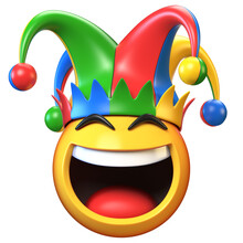Jester Emoji Isolated On White Background, Joker Emoticon 3d Rendering
