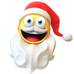 Sticker - Santa claus emoji, emoticon with beard and Santa's hat 3d rendering