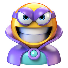 Canvas Print - Emoji super villain, emoticon masked as evil character, 3d rendering