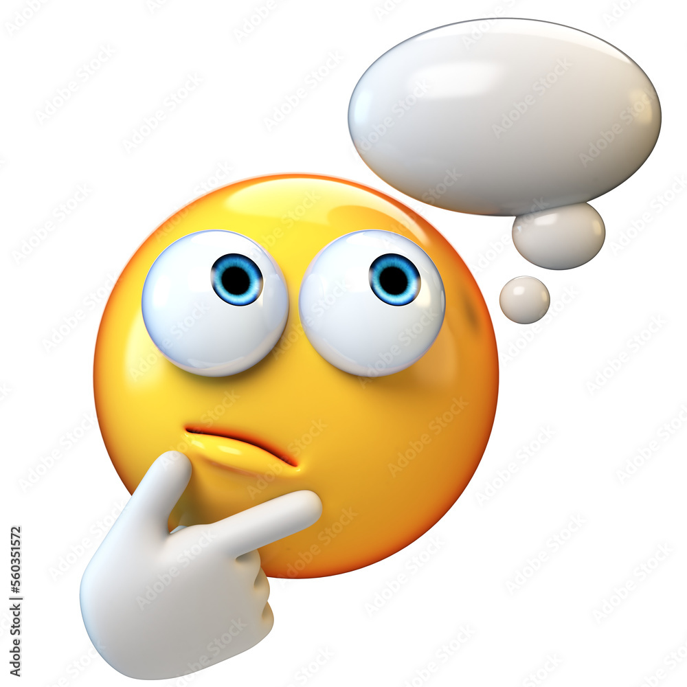 Thinking emoticon With thought bubble, emoticon with thumb and index ...