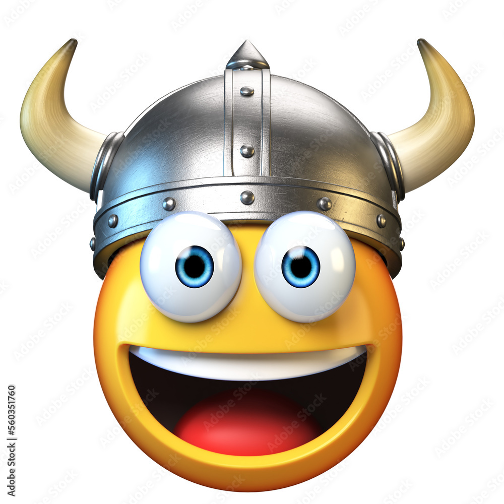 Viking Emoji Isolated On White Background Emoticon Wearing Viking 