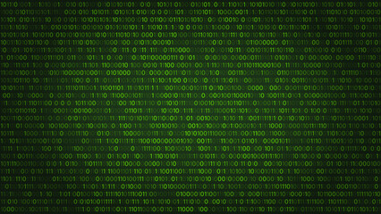 Binary Code on green background. Abstract illustration.