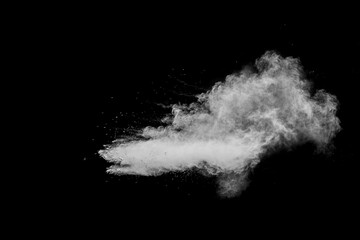 White powder splash on black background.