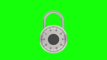 Wall Mural - Combination padlock on green background. Isolated 3d render