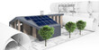 Bauplanung an einem öffentlichen  Gebäude mit Solarmodulen - 3D Visualisierung