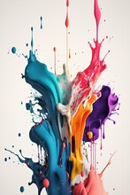 Colored Splash Illustrations Against A White Background