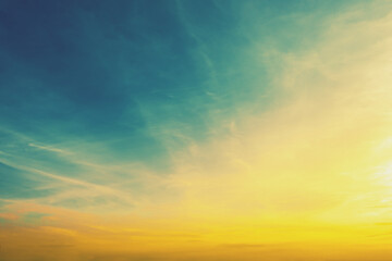Poster - Colorful cloudy sky at sunset. Gradient color. Sky texture, abstract nature background