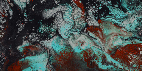 Liquid art style painted in oil. The colors of the ink are surprisingly bright, luminous, translucent, free-flowing. Magic mysterious art. Texture with a pleasant marble effect for luxury brands. 