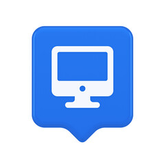 Poster - Computer monitor connection button cyberspace digital technology 3d realistic speech bubble icon