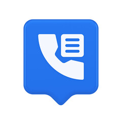 Poster - Phone book contact numbers list button search voice communication 3d realistic speech bubble icon