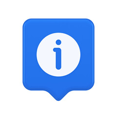 Poster - Info button information character FAQ question answer help support web app 3d realistic speech bubble icon