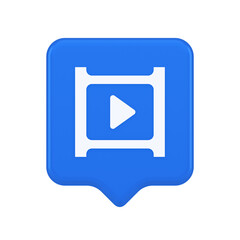 Poster - Video film multimedia content play button digital player broadcasting 3d realistic speech bubble icon