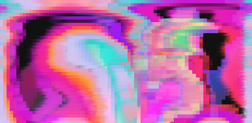 Aufkleber - Abstract background with digital pixel noise. Concept of a computer glitched screen.