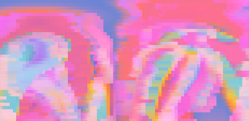 Aufkleber - Abstract background with digital pixel noise. Concept of a computer glitched screen.