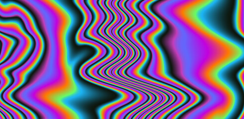 Poster - Abstract neon background with colorful leaks in psychedelic style.