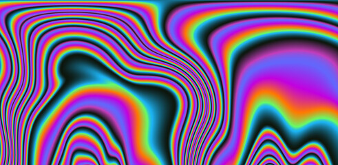 Poster - Abstract neon background with colorful leaks in psychedelic style.