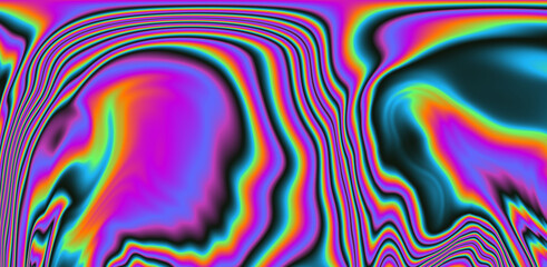 Poster - Neon holographic background with rainbow strains and leaks. Lomography effect.