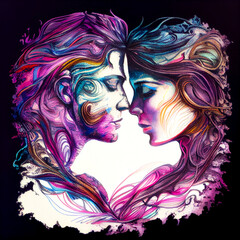 Wall Mural - Soulmate - Twin flame - By Generative AI	
