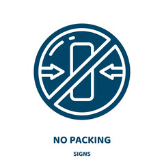 Poster - no packing vector icon from signs collection. box filled flat symbol for mobile concept and web design. Black no glyph icon. Isolated sign, logo illustration. Vector graphics.