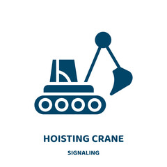 Sticker - hoisting crane vector icon from signaling collection. cargo filled flat symbol for mobile concept and web design. Black crane glyph icon. Isolated sign, logo illustration. Vector graphics.