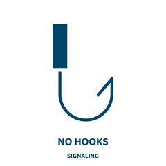 Poster - no hooks vector icon from signaling collection. label filled flat symbol for mobile concept and web design. Black hook glyph icon. Isolated sign, logo illustration. Vector graphics.