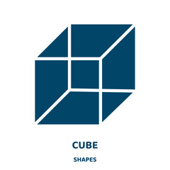 Poster - cube vector icon from shapes collection. box filled flat symbol for mobile concept and web design. Black block glyph icon. Isolated sign, logo illustration. Vector graphics.