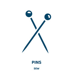 Poster - pins vector icon from sew collection. pin filled flat symbol for mobile concept and web design. blac