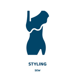 Poster - styling vector icon from sew collection. collection filled flat symbol for mobile concept and web design. Black simplicity glyph icon. Isolated sign, logo illustration. Vector graphics.