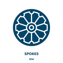 Poster - spokes vector icon from sew collection. spoke filled flat symbol for mobile concept and web design. Black leisure glyph icon. Isolated sign, logo illustration. Vector graphics.