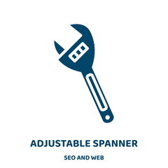Poster - adjustable spanner vector icon from seo and web collection. spanner filled flat symbol for mobile concept and web design. Black wrench glyph icon. Isolated sign, logo illustration. Vector graphics.