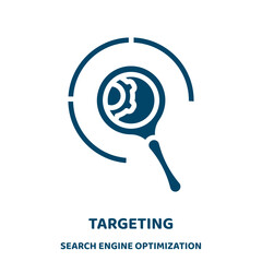 Aufkleber - targeting vector icon from search engine optimization collection. target filled flat symbol for mobile concept and web design. Black business glyph icon. Isolated sign, logo illustration. Vector .