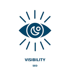 Poster - visibility vector icon from seo collection. view filled flat symbol for mobile concept and web design. Black eye glyph icon. Isolated sign, logo illustration. Vector graphics.