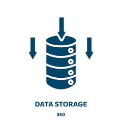 Poster - data storage vector icon from seo collection. data filled flat symbol for mobile concept and web design. Black storage glyph icon. Isolated sign, logo illustration. Vector graphics.