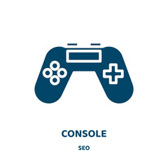 Poster - console vector icon from seo collection. video filled flat symbol for mobile concept and web design. Black computer glyph icon. Isolated sign, logo illustration. Vector graphics.