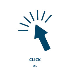 Poster - click vector icon from seo collection. arrow filled flat symbol for mobile concept and web design. b