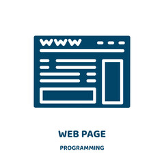 Poster - web page vector icon from programming collection. page filled flat symbol for mobile concept and web design. Black communication glyph icon. Isolated sign, logo illustration. Vector graphics.
