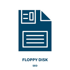 Poster - floppy disk vector icon from seo collection. disk filled flat symbol for mobile concept and web design. Black floppy glyph icon. Isolated sign, logo illustration. Vector graphics.