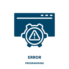 Poster - error vector icon from programming collection. exclamation filled flat symbol for mobile concept and web design. Black danger glyph icon. Isolated sign, logo illustration. Vector graphics.
