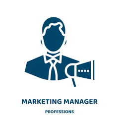 Aufkleber - marketing manager vector icon from professions collection. business filled flat symbol for mobile concept and web design. Black marketing glyph icon. Isolated sign, logo illustration. Vector graphics.