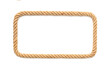 Brown western rope in a rectangle frame shape on white background