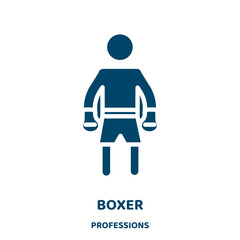 Wall Mural - boxer vector icon from professions collection. competition filled flat symbol for mobile concept and web design. Black athlete glyph icon. Isolated sign, logo illustration. Vector graphics.